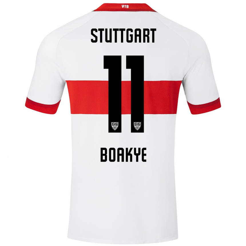 Men Football Benjamin Boakye #11 White Red Home Jersey 2024/25 T-Shirt Canada