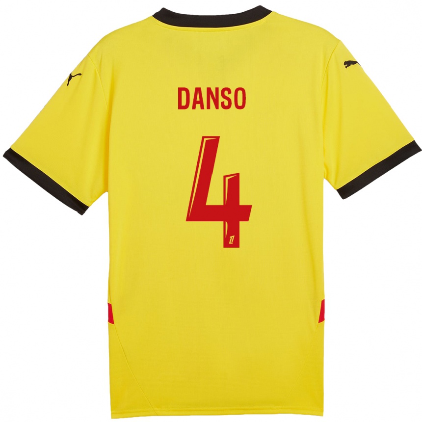 Homme Football Maillot Kevin Danso #4 Jaune Rouge Tenues Domicile 2024/25 Canada