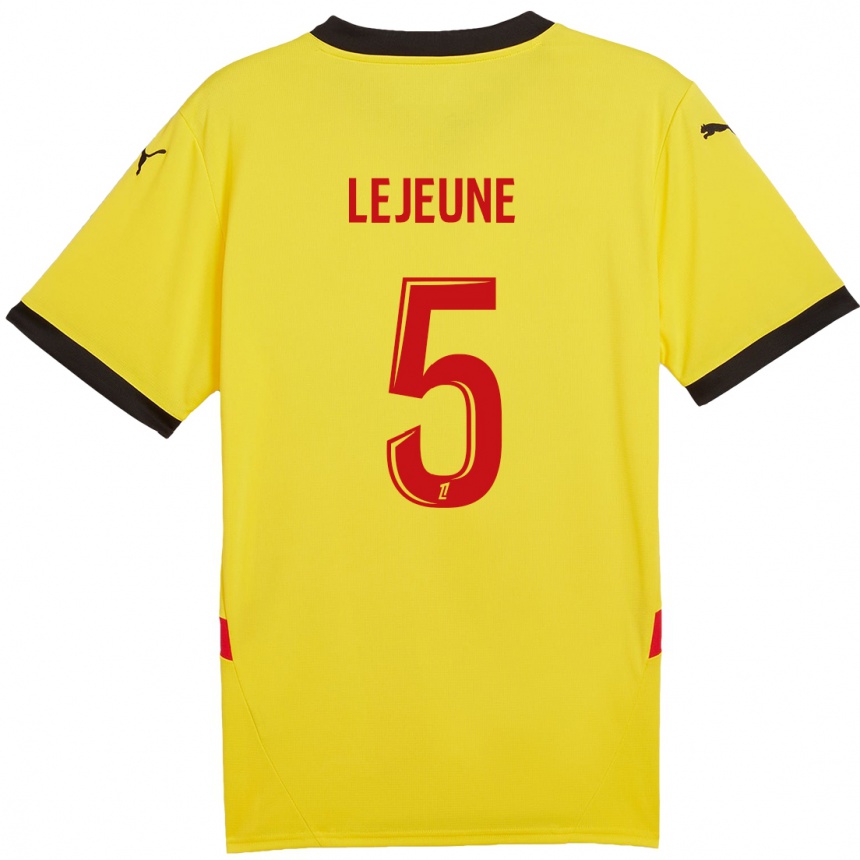 Men Football Romane Lejeune #5 Yellow Red Home Jersey 2024/25 T-Shirt Canada