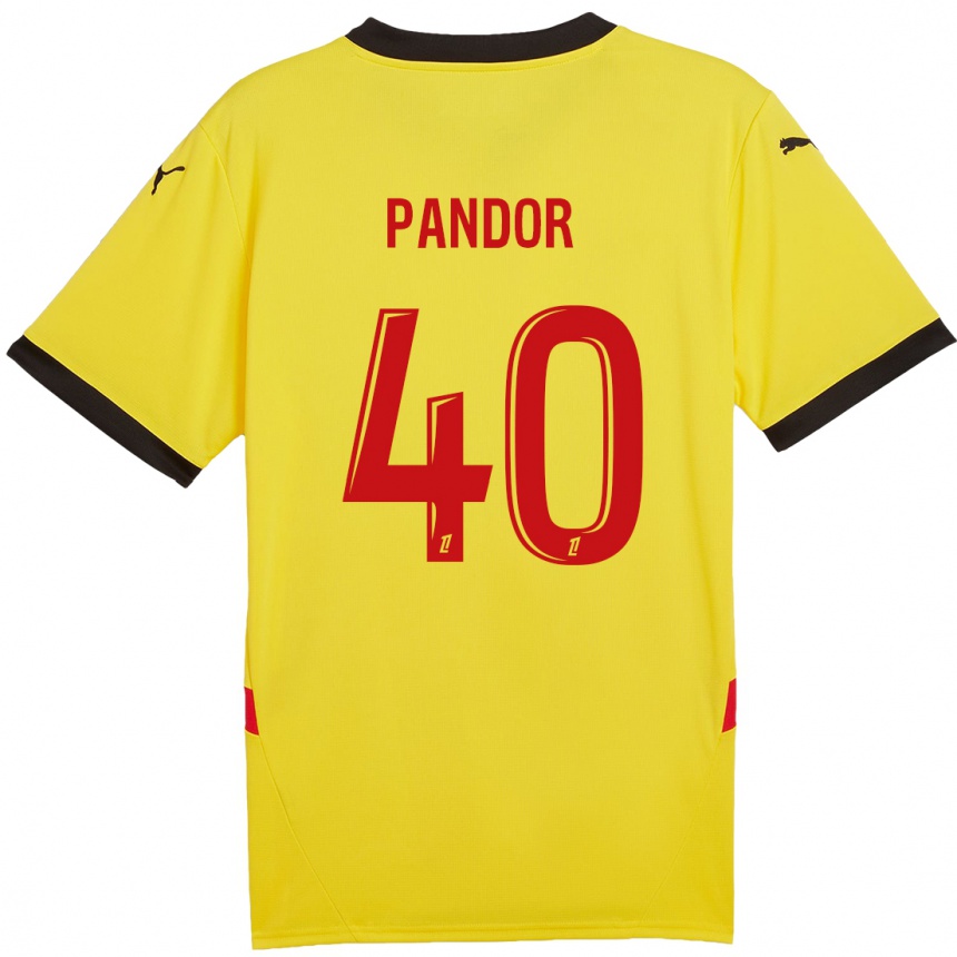 Men Football Yannick Pandor #40 Yellow Red Home Jersey 2024/25 T-Shirt Canada