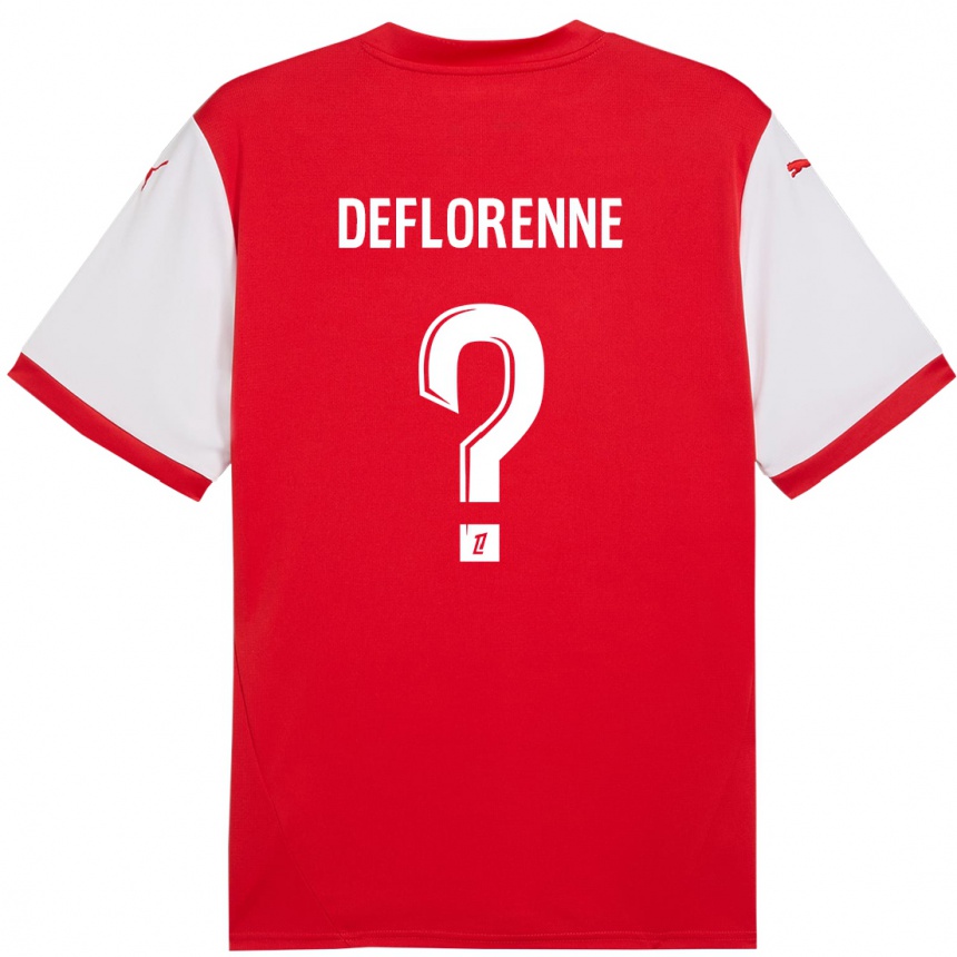 Homme Football Maillot Théo Deflorenne #0 Rouge Blanc Tenues Domicile 2024/25 Canada