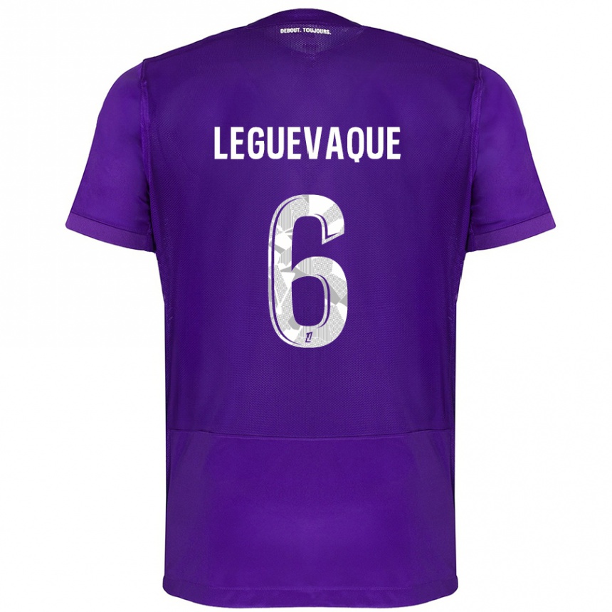 Men Football Laurie Leguevaque #6 Purple White Home Jersey 2024/25 T-Shirt Canada