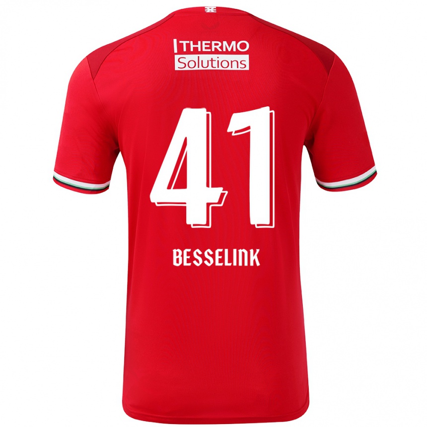 Men Football Gijs Besselink #41 Red White Home Jersey 2024/25 T-Shirt Canada