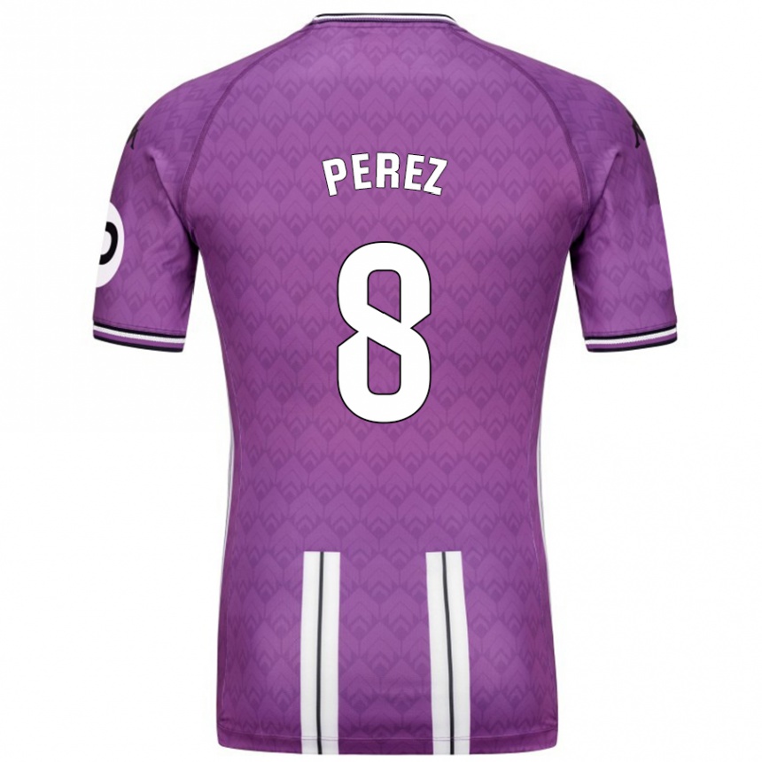 Men Football Kike Pérez #8 Purple White Home Jersey 2024/25 T-Shirt Canada