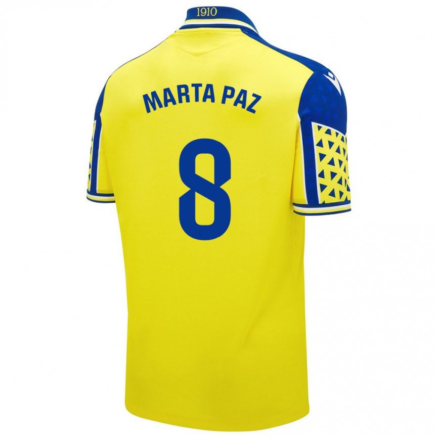 Homme Football Maillot Marta Milagros Paz Cruz #8 Jaune Bleu Tenues Domicile 2024/25 Canada