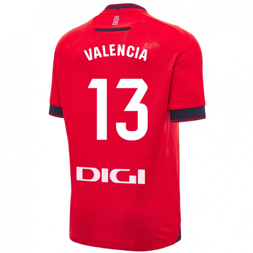 Homme Football Maillot Pablo Valencia #13 Rouge Blanc Tenues Domicile 2024/25 Canada