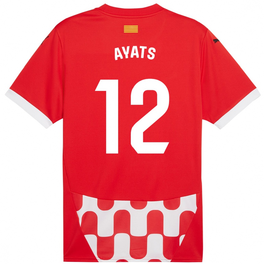 Men Football Mònica Ayats #12 Red White Home Jersey 2024/25 T-Shirt Canada