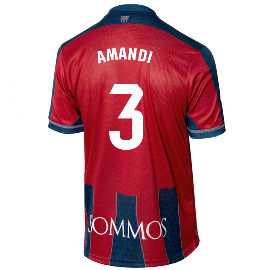 Men Football Iván Amandi #3 Red Blue Home Jersey 2024/25 T-Shirt Canada