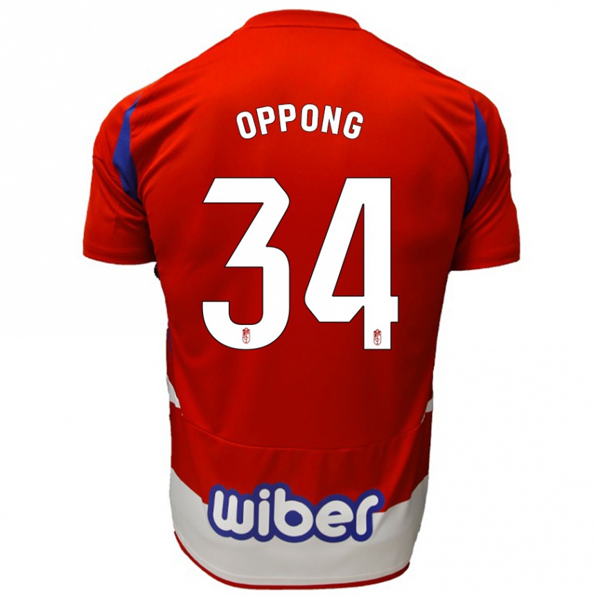 Men Football Oscar Naasei Oppong #34 Red White Blue Home Jersey 2024/25 T-Shirt Canada