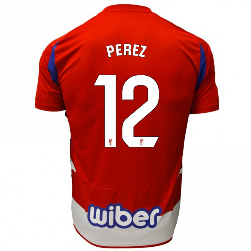 Homme Football Maillot Alba Pérez #12 Rouge Blanc Bleu Tenues Domicile 2024/25 Canada