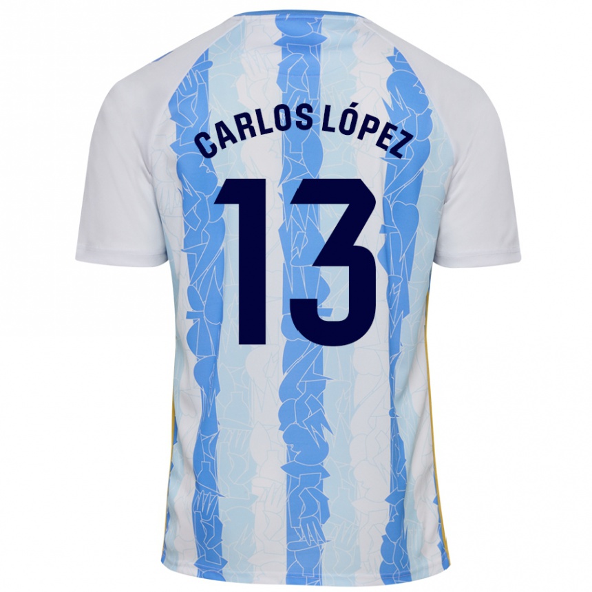 Homme Football Maillot Carlos López #13 Blanc Bleu Tenues Domicile 2024/25 Canada