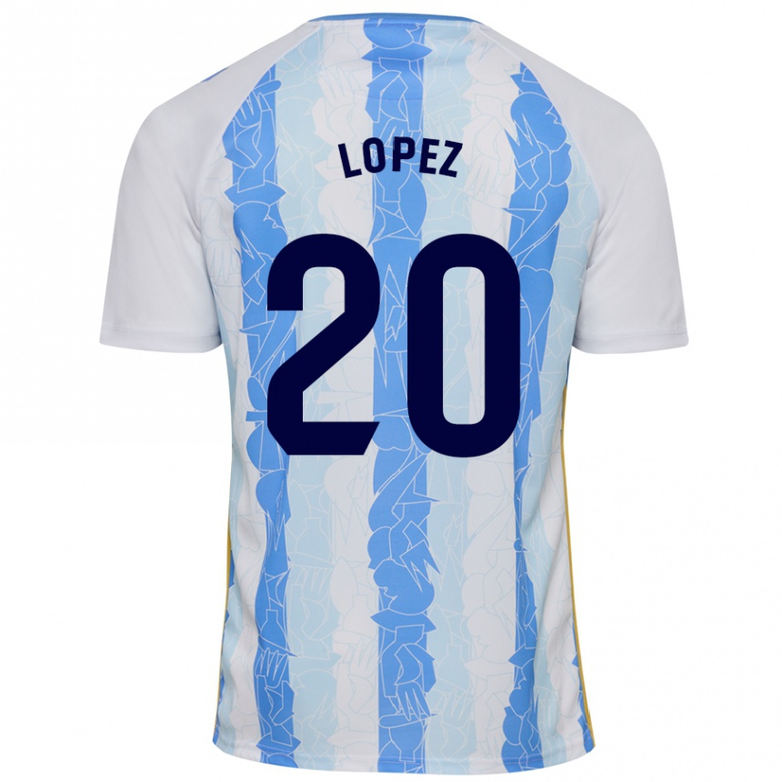 Homme Football Maillot Adri López #20 Blanc Bleu Tenues Domicile 2024/25 Canada