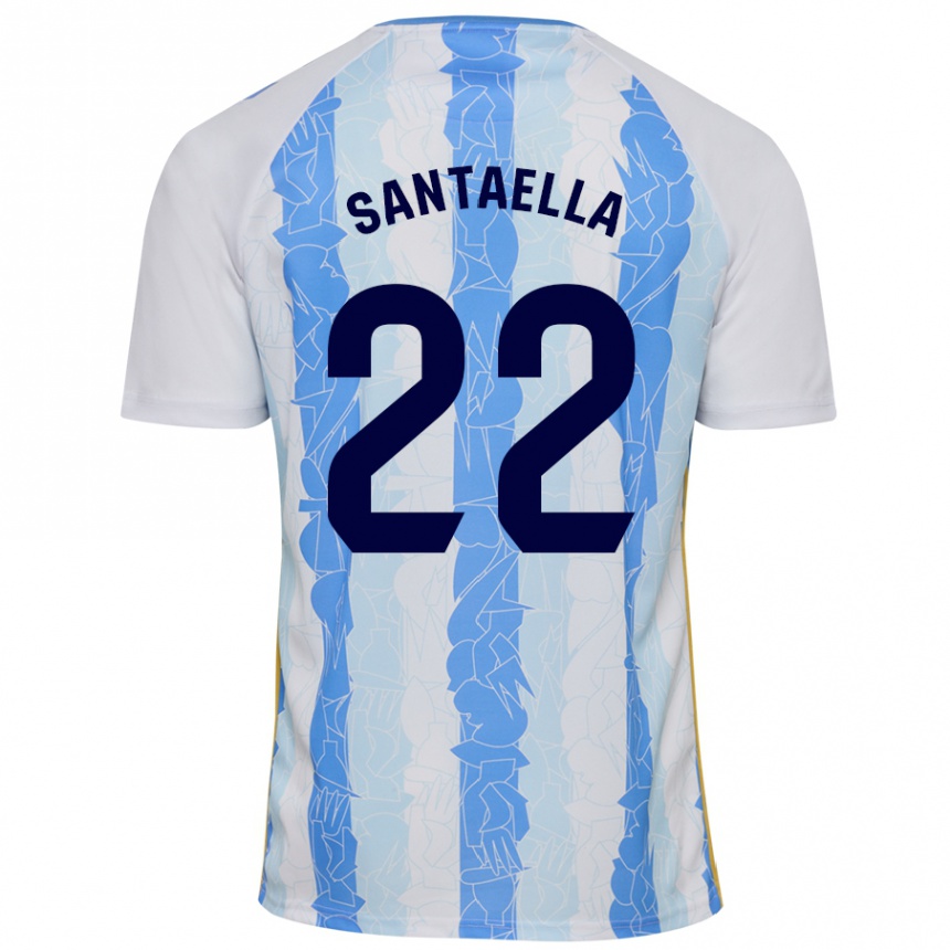 Men Football Miguel Ángel Santaella #22 White Blue Home Jersey 2024/25 T-Shirt Canada