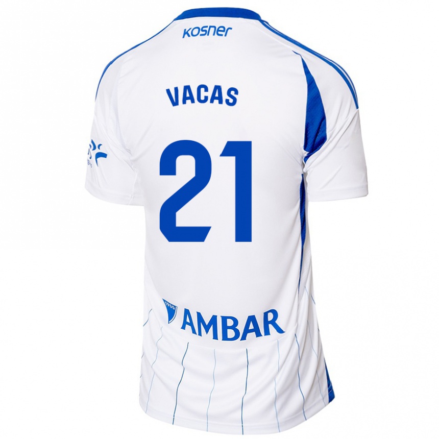 Men Football Óscar Vacas #21 Red White Home Jersey 2024/25 T-Shirt Canada