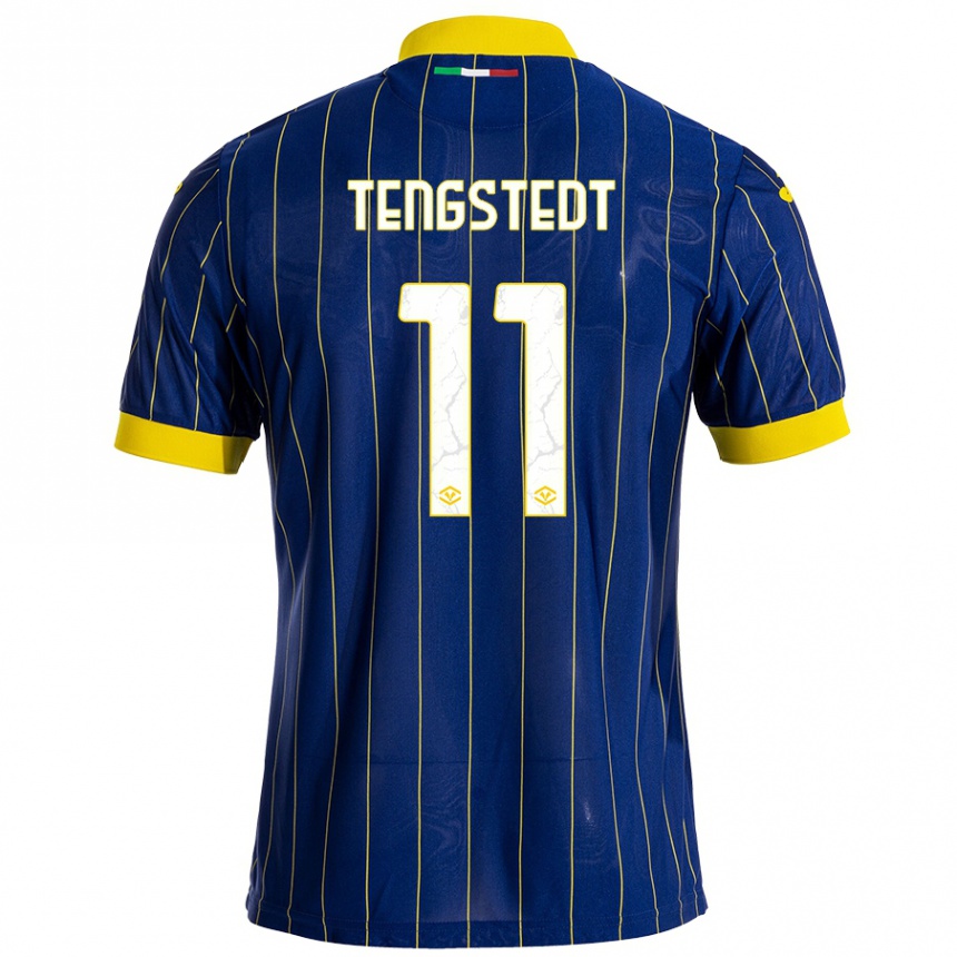 Homme Football Maillot Casper Tengstedt #11 Bleu Jaune Tenues Domicile 2024/25 Canada