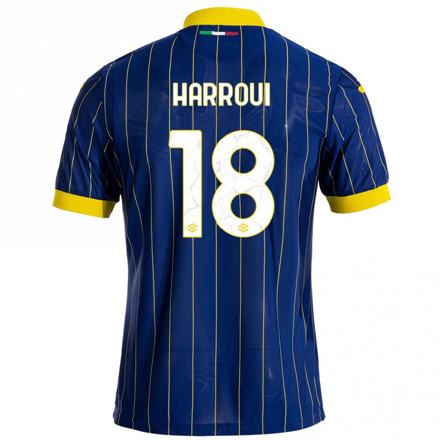 Men Football Abdou Harroui #18 Blue Yellow Home Jersey 2024/25 T-Shirt Canada