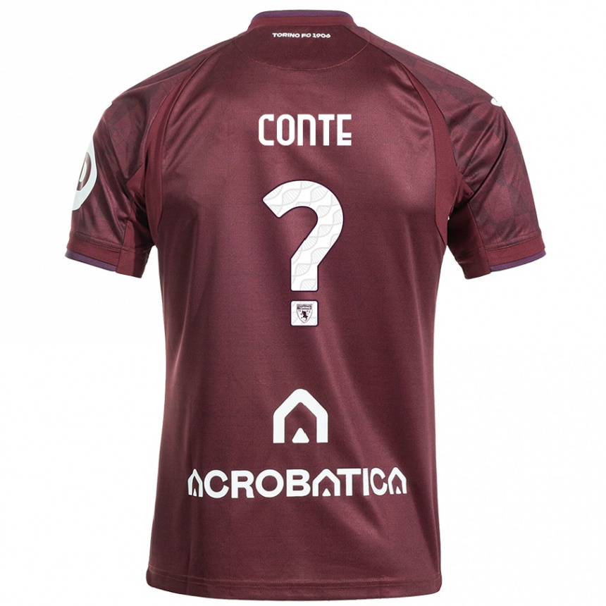 Men Football Gioele Conte #0 Maroon White Home Jersey 2024/25 T-Shirt Canada