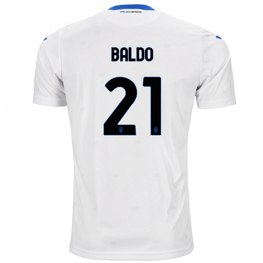 Men Football Nicolò Baldo #21 White Away Jersey 2024/25 T-Shirt Canada