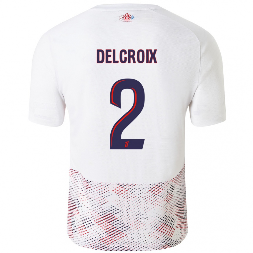 Homme Football Maillot Céleste Delcroix #2 Blanc Bleu Royal Tenues Extérieur 2024/25 Canada