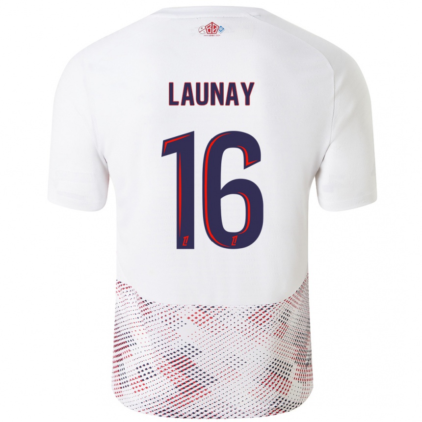 Homme Football Maillot Elisa Launay #16 Blanc Bleu Royal Tenues Extérieur 2024/25 Canada