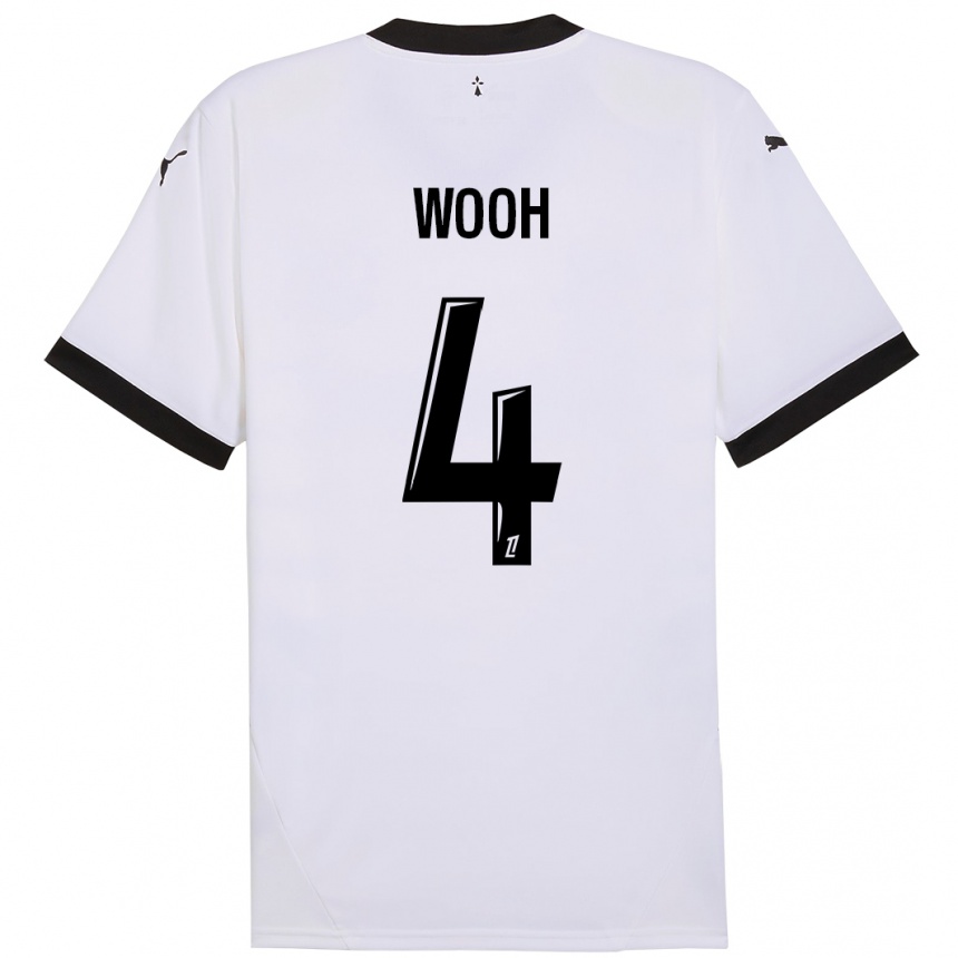 Homme Football Maillot Christopher Wooh #4 Blanc Noir Tenues Extérieur 2024/25 Canada