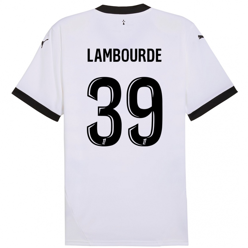 Homme Football Maillot Mathis Lambourde #39 Blanc Noir Tenues Extérieur 2024/25 Canada