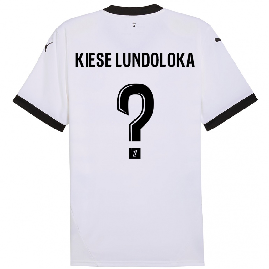 Men Football Jeanslor Kiese Lundoloka #0 White Black Away Jersey 2024/25 T-Shirt Canada