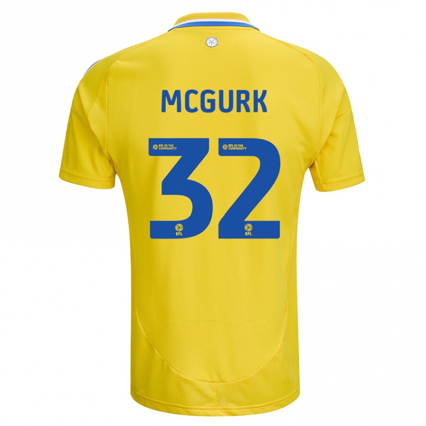 Men Football Sean Mcgurk #32 Yellow Blue Away Jersey 2024/25 T-Shirt Canada