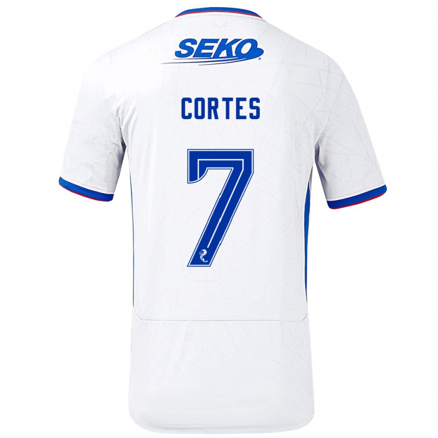 Homme Football Maillot Óscar Cortés #7 Blanc Bleu Tenues Extérieur 2024/25 Canada