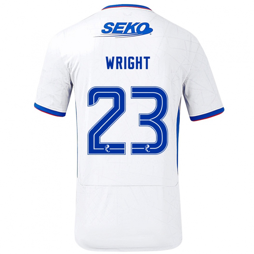 Men Football Scott Wright #23 White Blue Away Jersey 2024/25 T-Shirt Canada