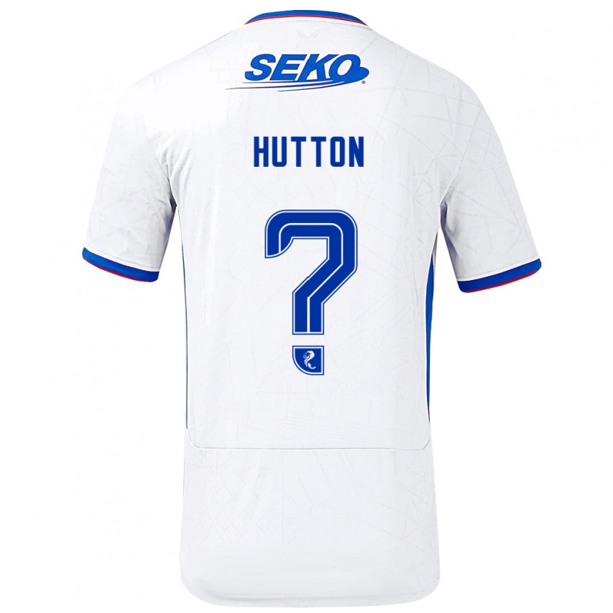 Men Football Zander Hutton #0 White Blue Away Jersey 2024/25 T-Shirt Canada