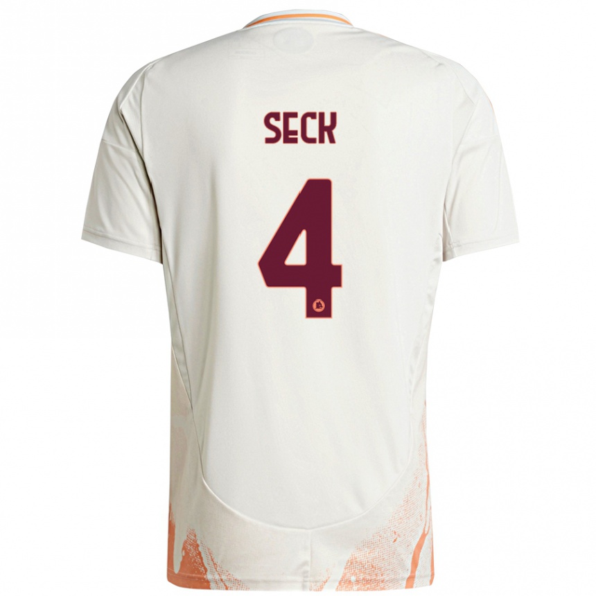 Men Football Mohamed Seck #4 Cream White Orange Away Jersey 2024/25 T-Shirt Canada