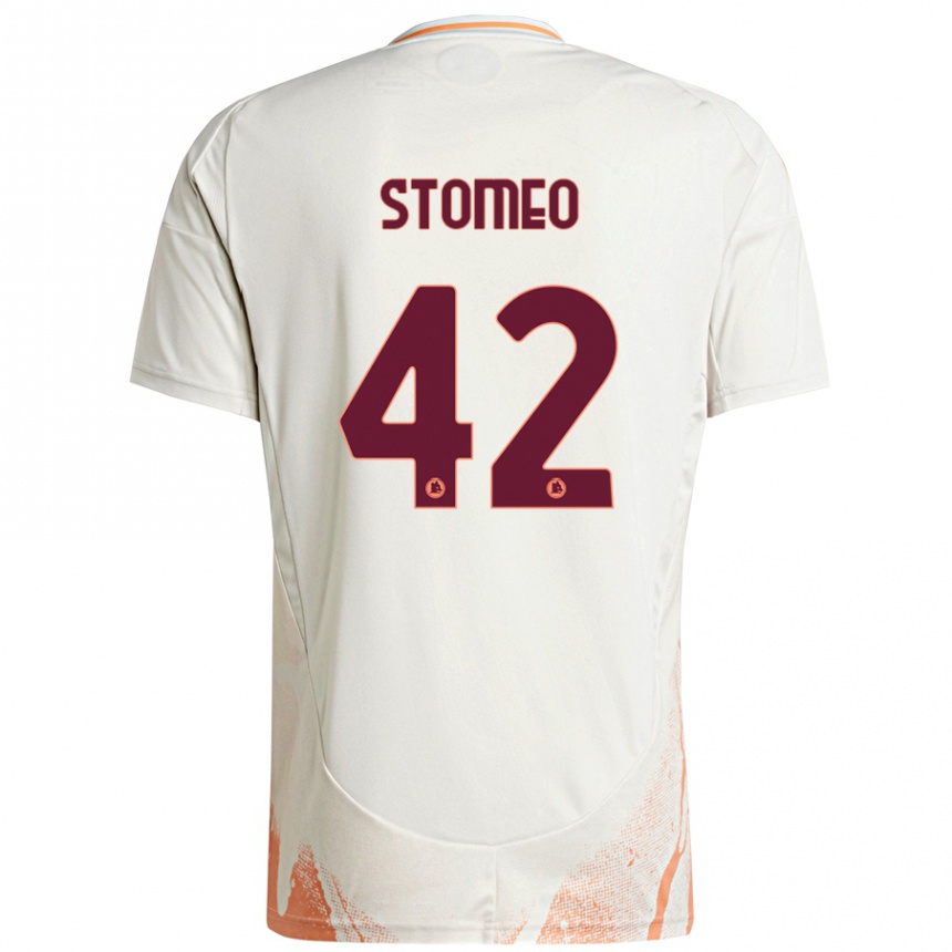 Men Football Giorgio Stomeo #42 Cream White Orange Away Jersey 2024/25 T-Shirt Canada