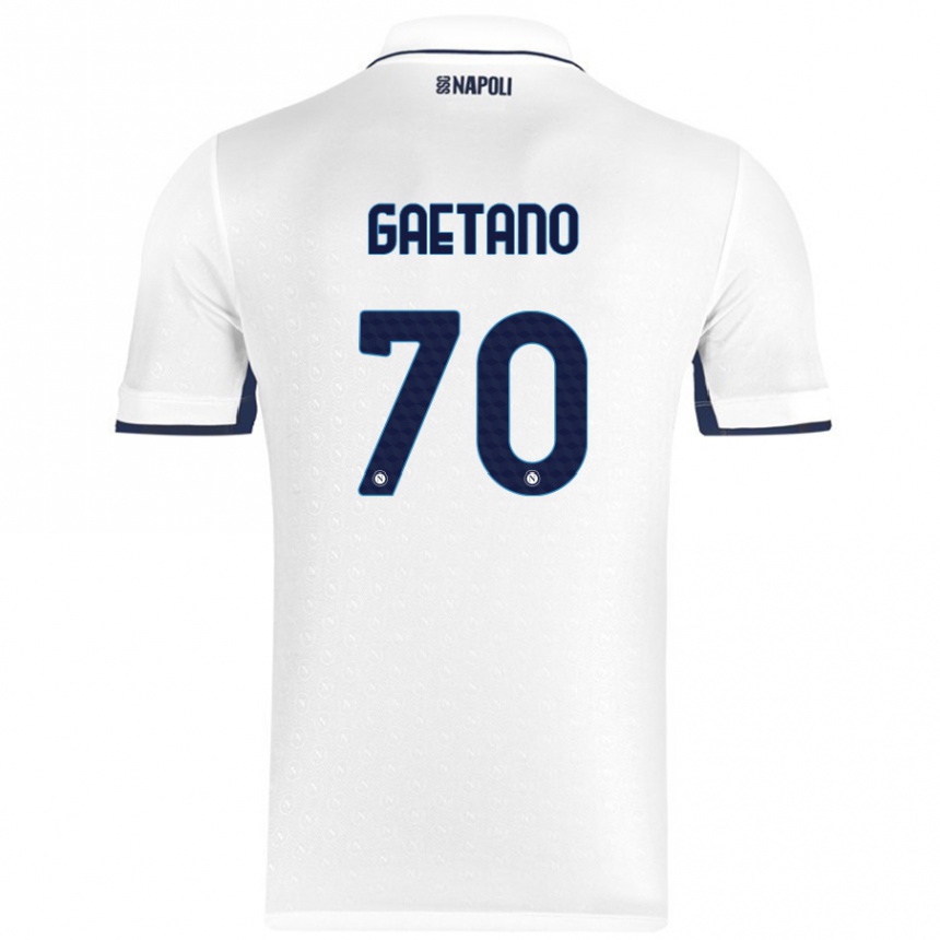 Homme Football Maillot Gianluca Gaetano #70 Blanc Bleu Royal Tenues Extérieur 2024/25 Canada