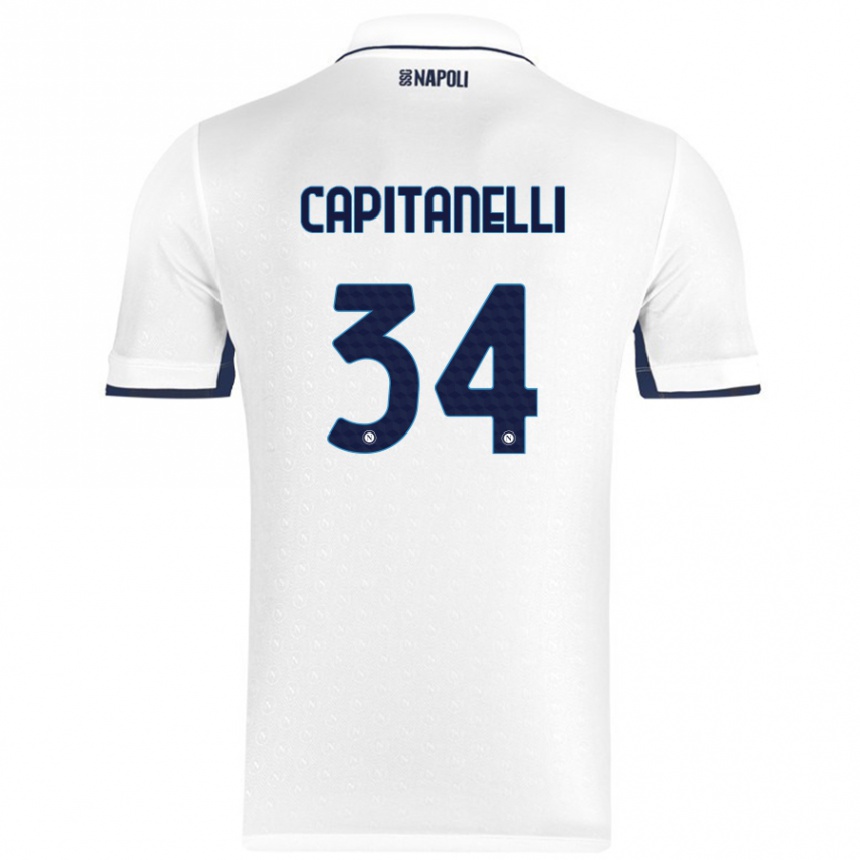 Homme Football Maillot Ilaria Capitanelli #34 Blanc Bleu Royal Tenues Extérieur 2024/25 Canada