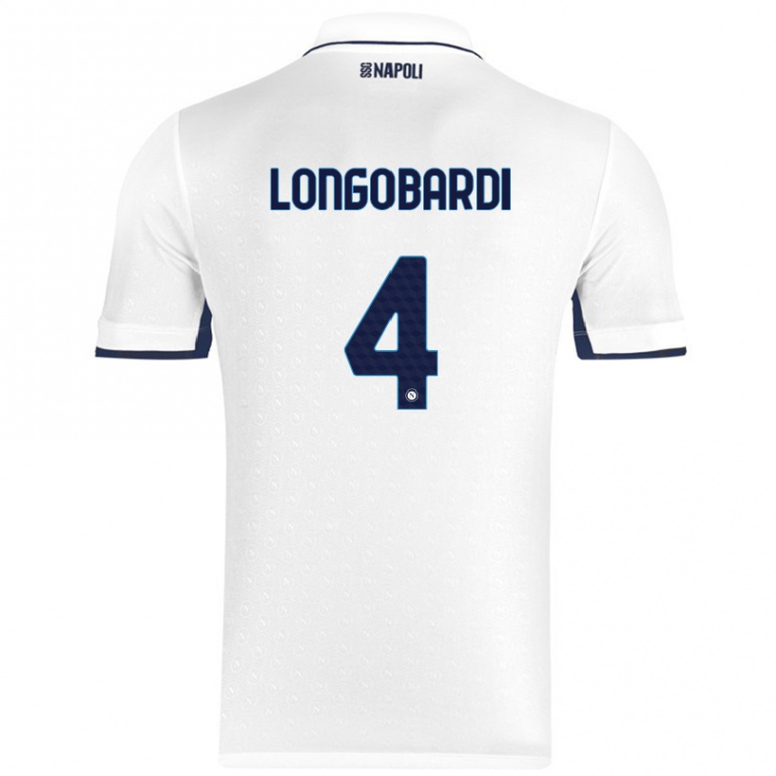 Men Football Salvatore Longobardi #4 White Royal Blue Away Jersey 2024/25 T-Shirt Canada