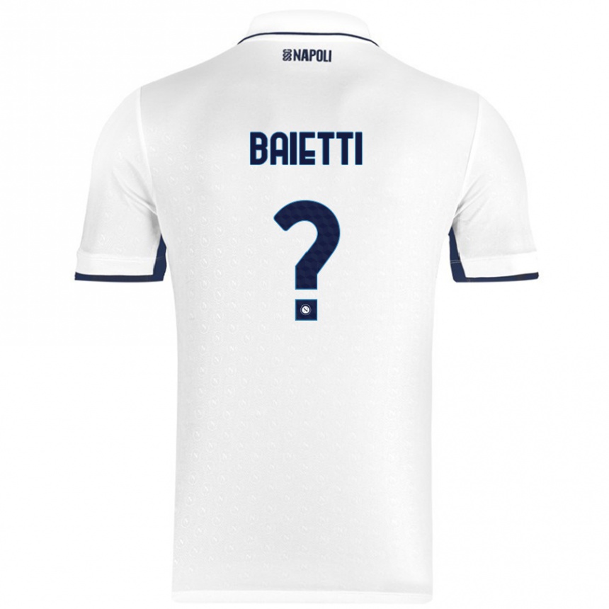 Homme Football Maillot Francesco Baietti #0 Blanc Bleu Royal Tenues Extérieur 2024/25 Canada