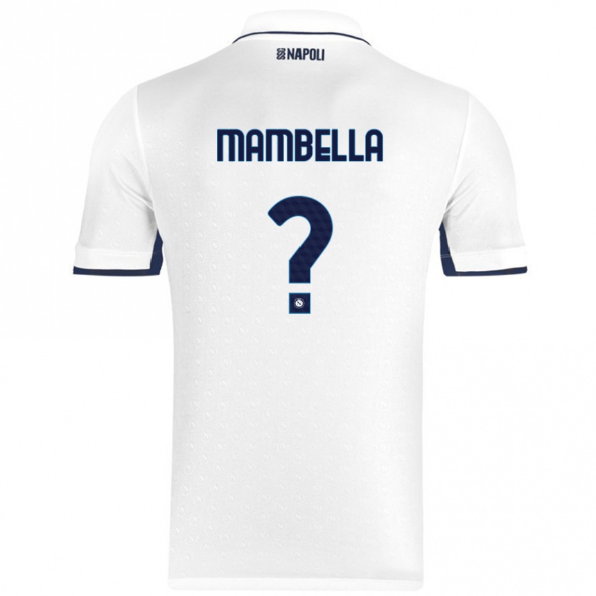 Homme Football Maillot Andrea Mambella #0 Blanc Bleu Royal Tenues Extérieur 2024/25 Canada