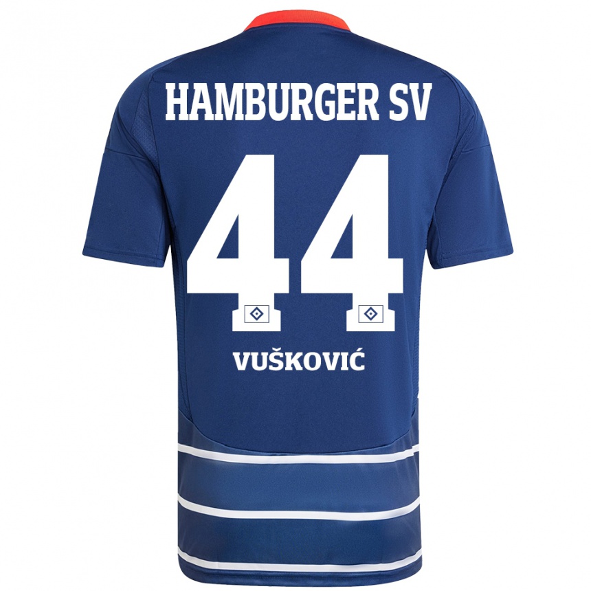 Men Football Mario Vuskovic #44 Dark Blue Away Jersey 2024/25 T-Shirt Canada