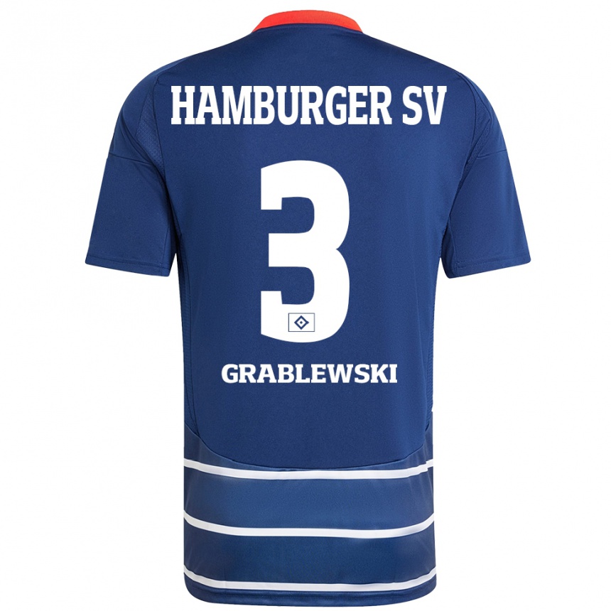 Men Football Max Grablewski #3 Dark Blue Away Jersey 2024/25 T-Shirt Canada