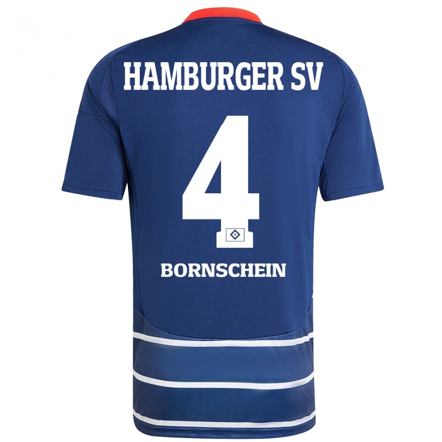 Men Football Lukas Bornschein #4 Dark Blue Away Jersey 2024/25 T-Shirt Canada