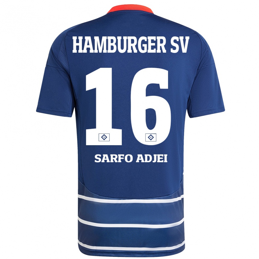 Homme Football Maillot Maximilian Sarfo-Adjei #16 Bleu Foncé Tenues Extérieur 2024/25 Canada