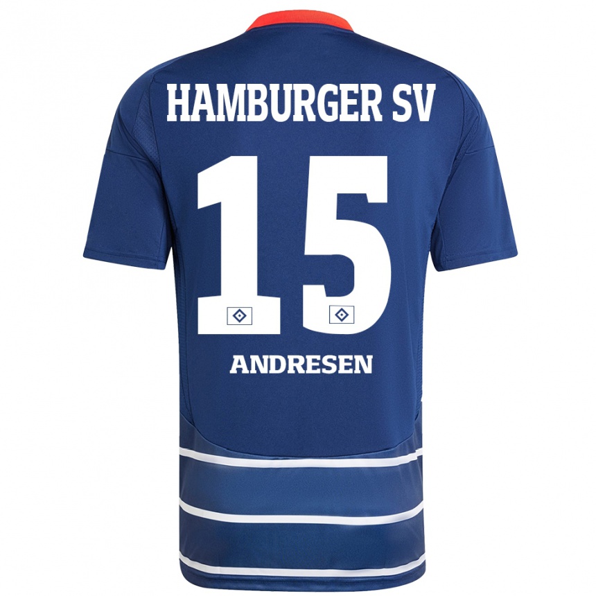 Men Football Bent Andresen #15 Dark Blue Away Jersey 2024/25 T-Shirt Canada