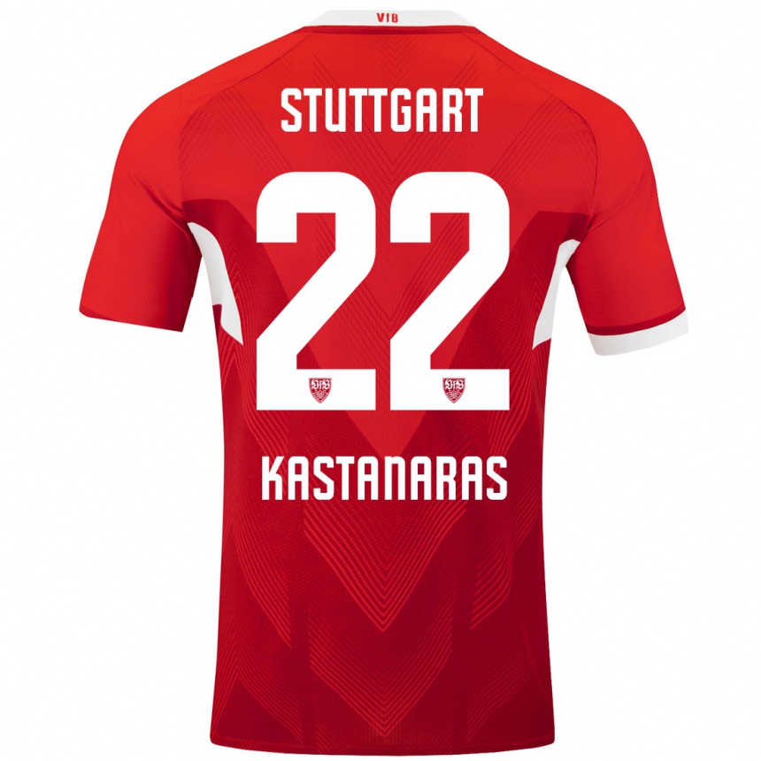 Homme Football Maillot Thomas Kastanaras #22 Blanc Rouge Tenues Extérieur 2024/25 Canada