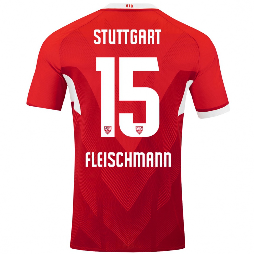 Men Football Svea Fleischmann #15 Red White Away Jersey 2024/25 T-Shirt Canada