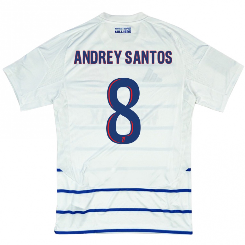 Men Football Andrey Santos #8 White Blue Away Jersey 2024/25 T-Shirt Canada