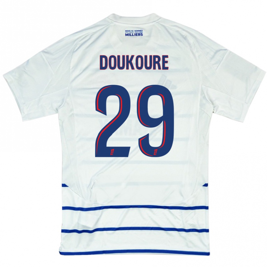 Men Football Ismaël Doukouré #29 White Blue Away Jersey 2024/25 T-Shirt Canada