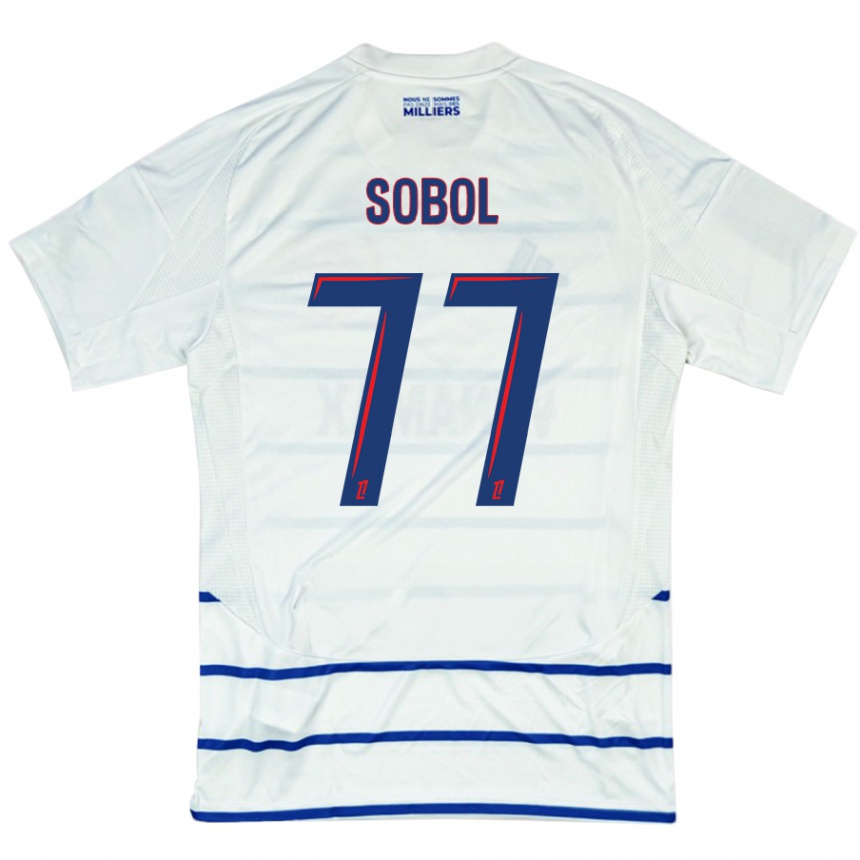 Homme Football Maillot Eduard Sobol #77 Blanc Bleu Tenues Extérieur 2024/25 Canada