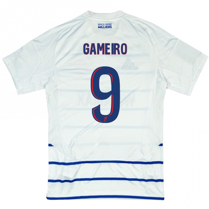 Homme Football Maillot Kévin Gameiro #9 Blanc Bleu Tenues Extérieur 2024/25 Canada