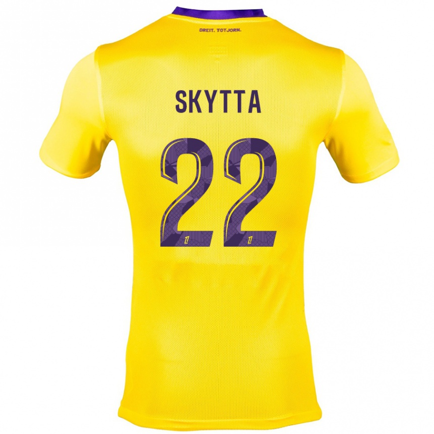 Homme Football Maillot Naatan Skyttä #22 Jaune Violet Tenues Extérieur 2024/25 Canada